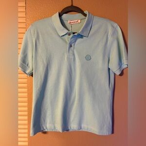 Moncler light blue short-sleeve cotton polo shirt